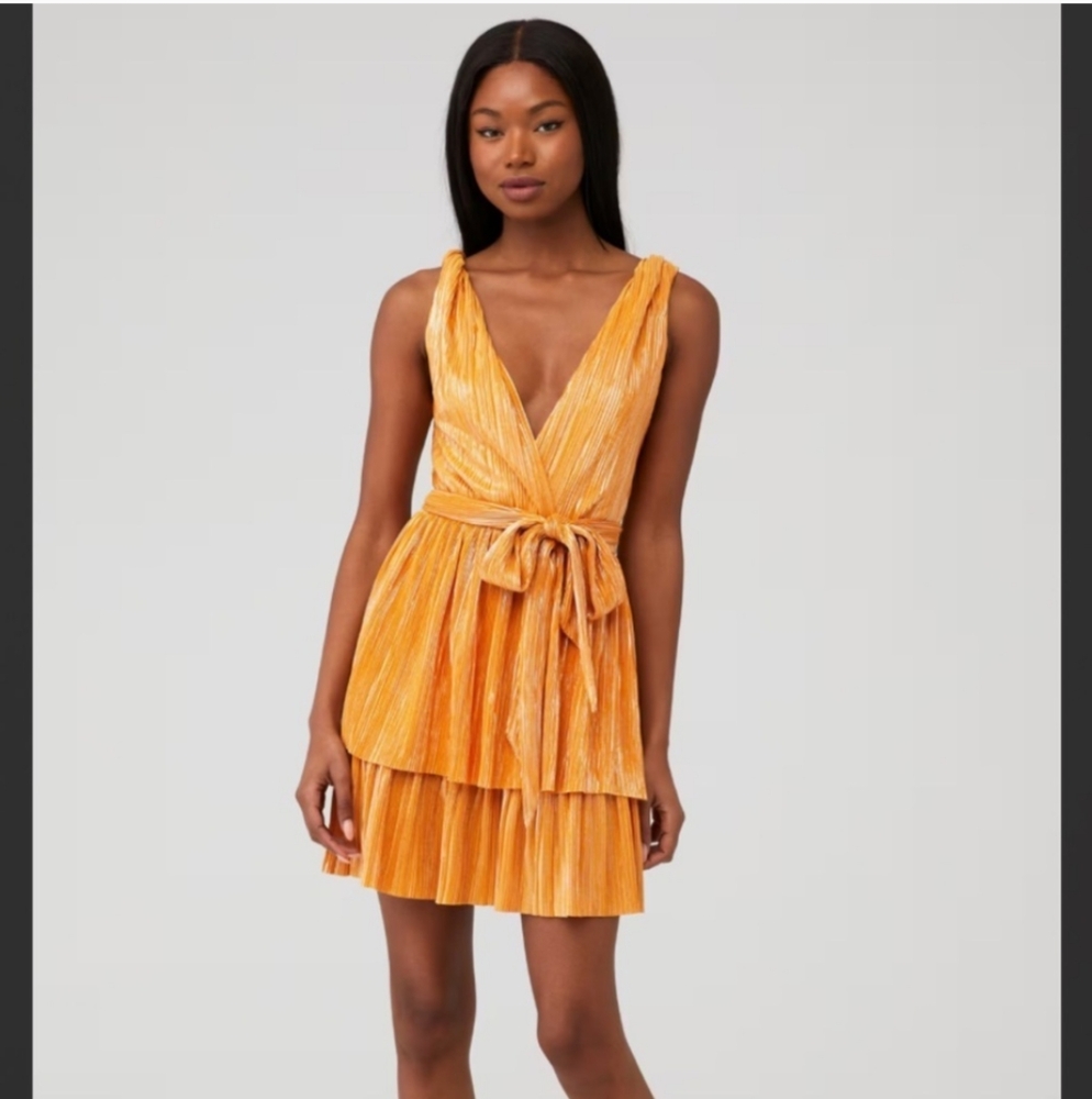 Sabina Musayev Orange Pleated Dress